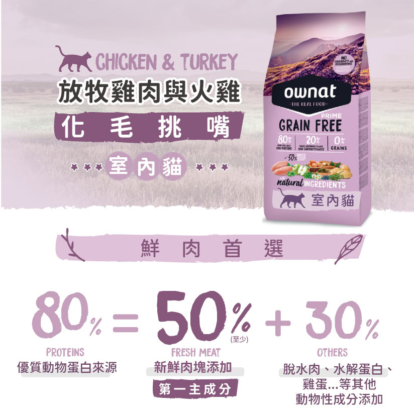 ownat 歐娜特 | Grain Free Prime頂級系列 CARE系列  貓飼料