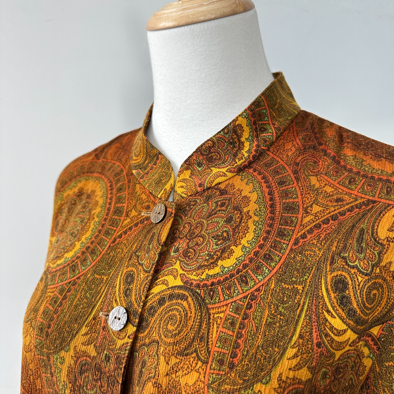 日本製晨光腰果花紋理感古著上衣