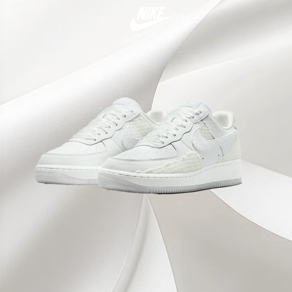 NIKE AIR FORCE 1 LOW 蛇年 NEW YEAR 全白 蛇麟紋 白蛇 緞帶 女生復古休閒鞋 HV6011-111