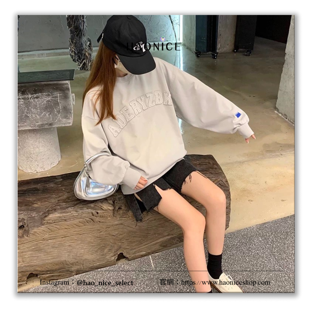 【HAO NICE 】韓國🇰🇷潮流ADER ERROR 23FW 秋冬新款 扎染牛仔刺繡LOGO 水洗做舊風 長袖 大學T