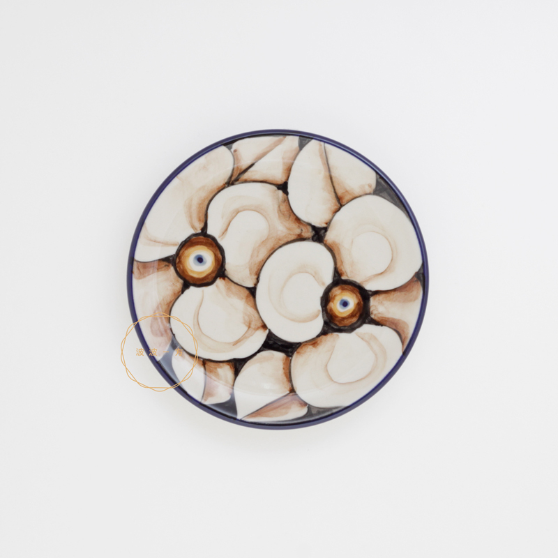 圓盤-Ø12.5cm-木蘭花-棕色調