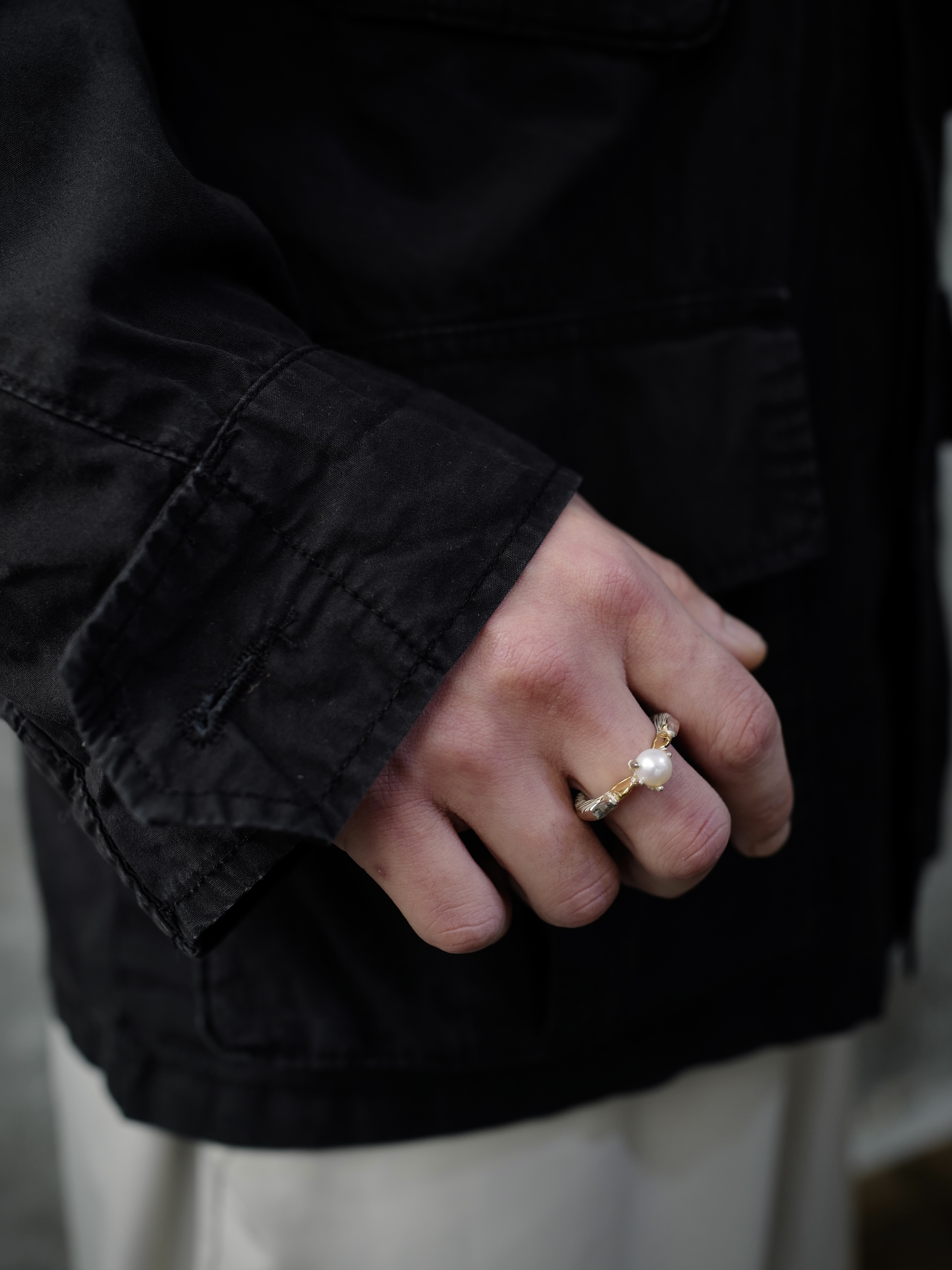 金嘴金眼珍珠雙頭鷹戒