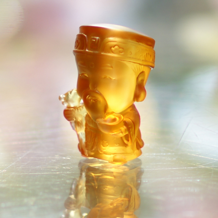 鹿港窯｜Q版土地公水晶琉璃擺飾｜居家開運福德正神｜公道達人守護平安財運
