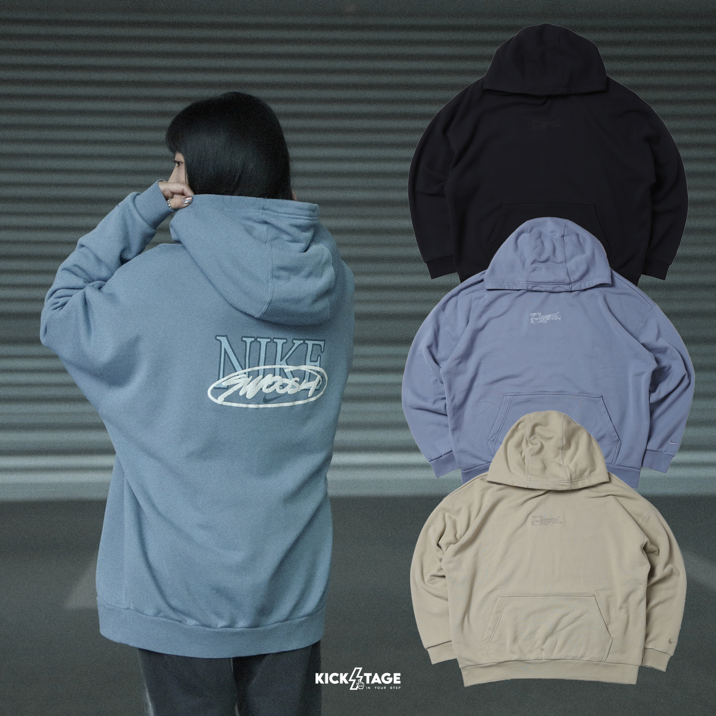 男女款 NIKE CLUB HOODIE 黑色 卡其色 藍色 毛巾底 胸前刺繡標語 背後印花 長袖 帽T【HV4722】