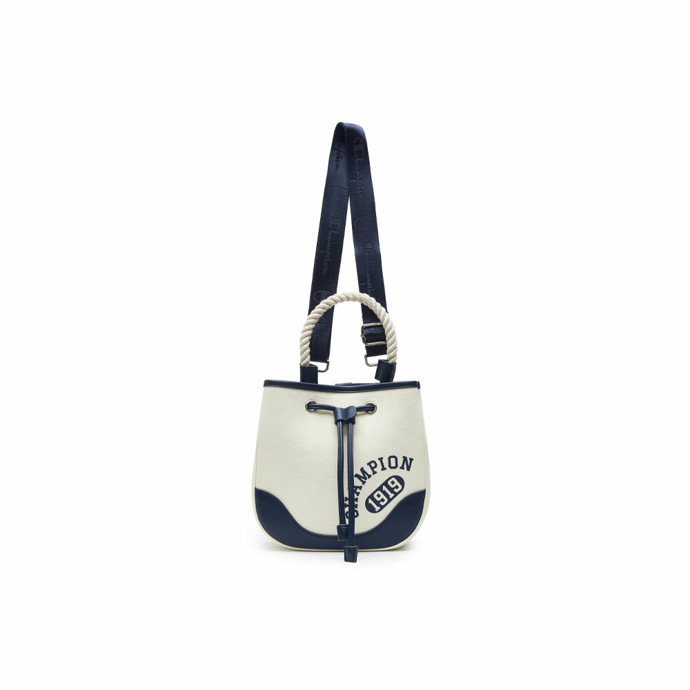 中性-C-LIFE 學院印花束口水桶包-米藍色（U5AACPU55M9）