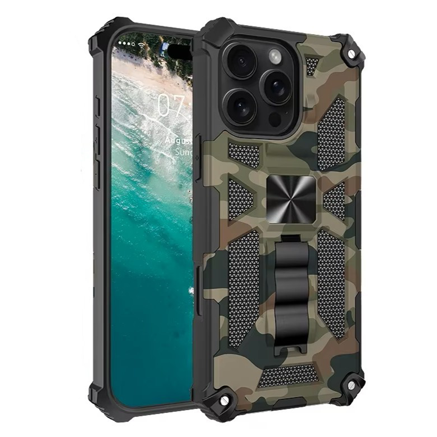 XPRO - Kick Stand Shield - iPhone 17 Pro Max Case 迷彩高度防撞隱藏支架磁吸手機保護殼