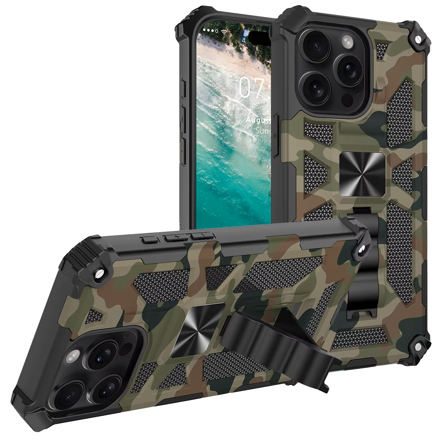 XPRO - Kick Stand Shield - iPhone 17 Pro Max Case 迷彩高度防撞隱藏支架磁吸手機保護殼