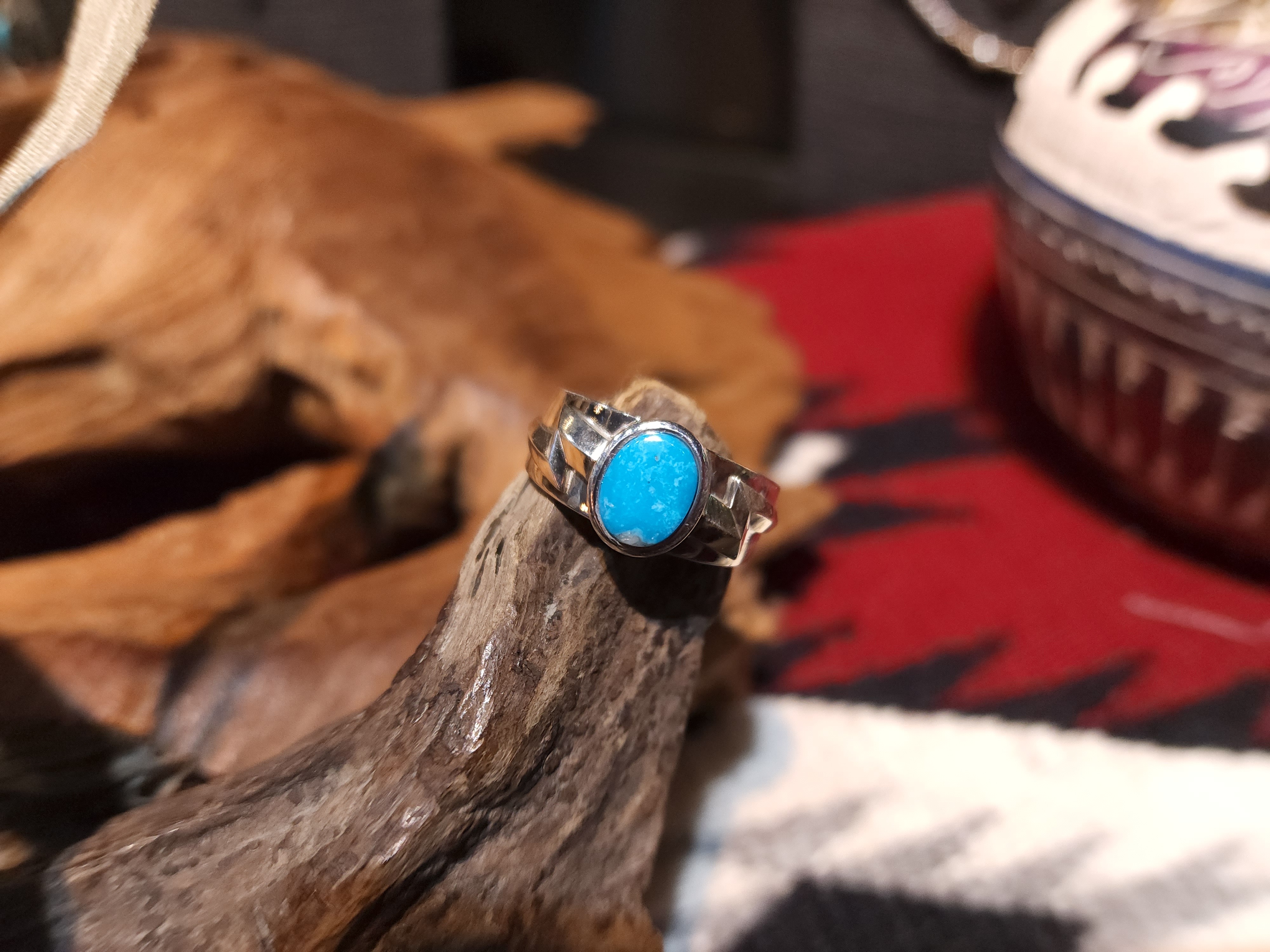 *Black Venom Jewelry- Freedom & Prayer 純銀閃電戒鑲 Kingman松石。