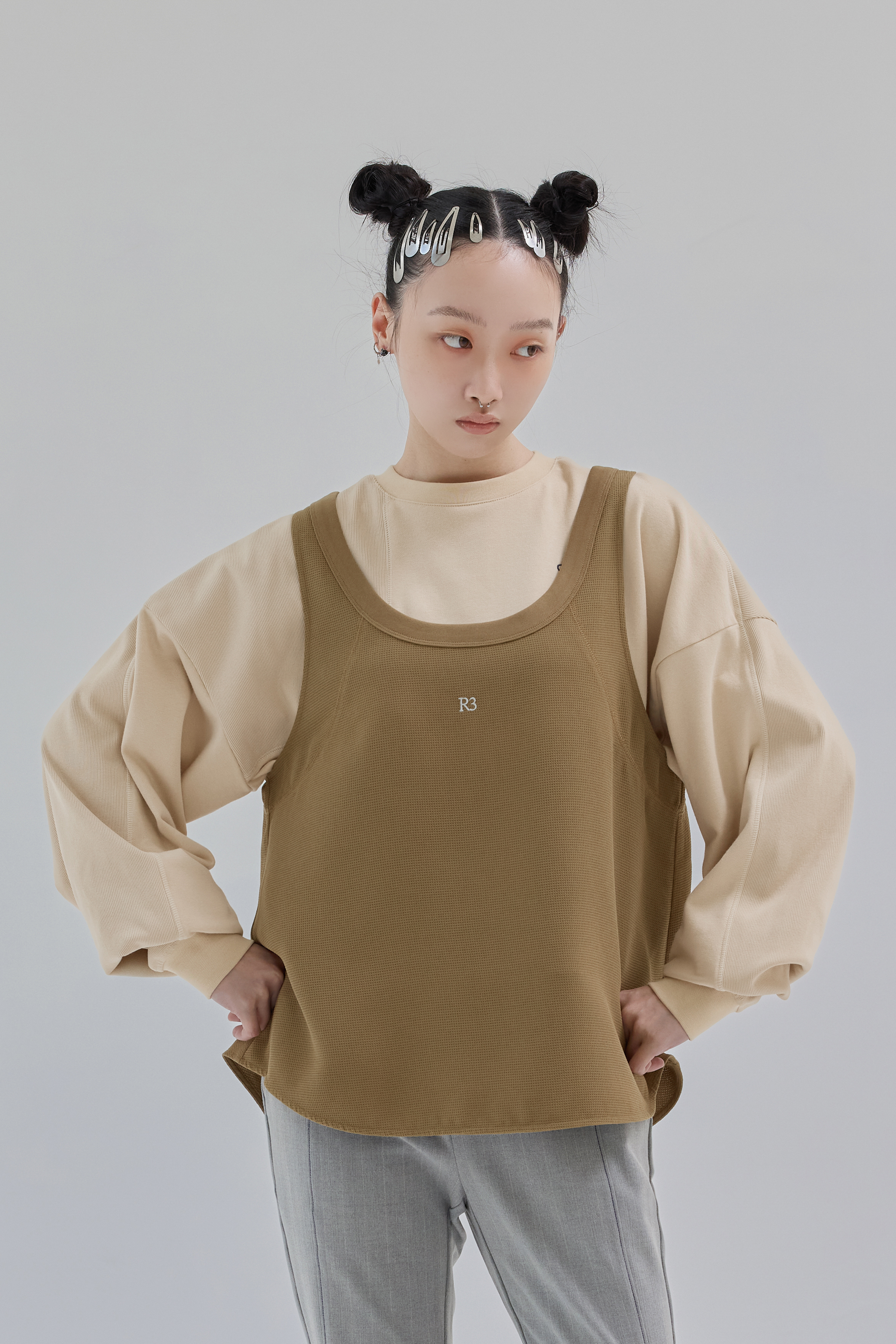 Casual Ribbed Vest｜Peanut butter