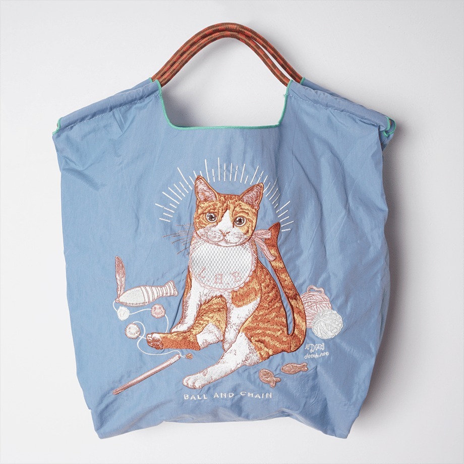 【現貨】Ball & Chain 刺繡貓貓手挽袋
