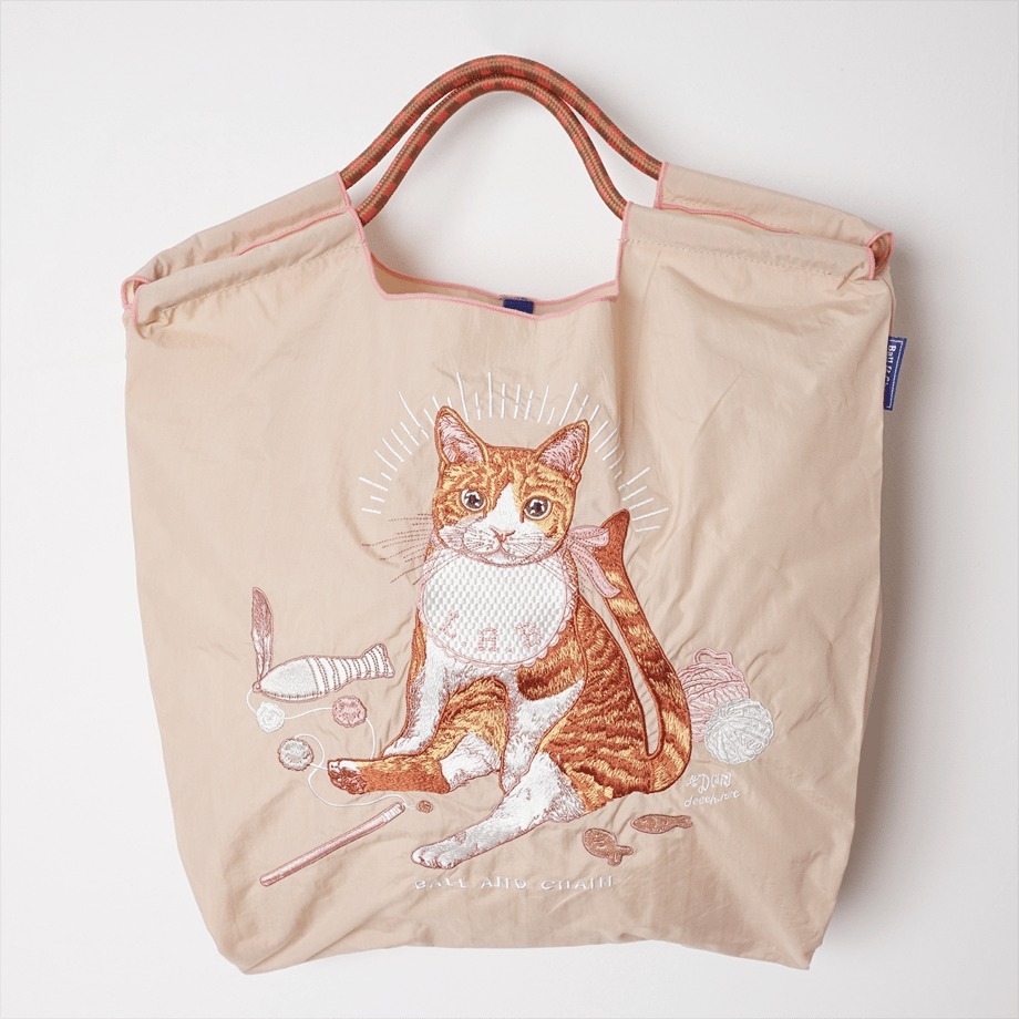 【現貨】Ball & Chain 刺繡貓貓手挽袋