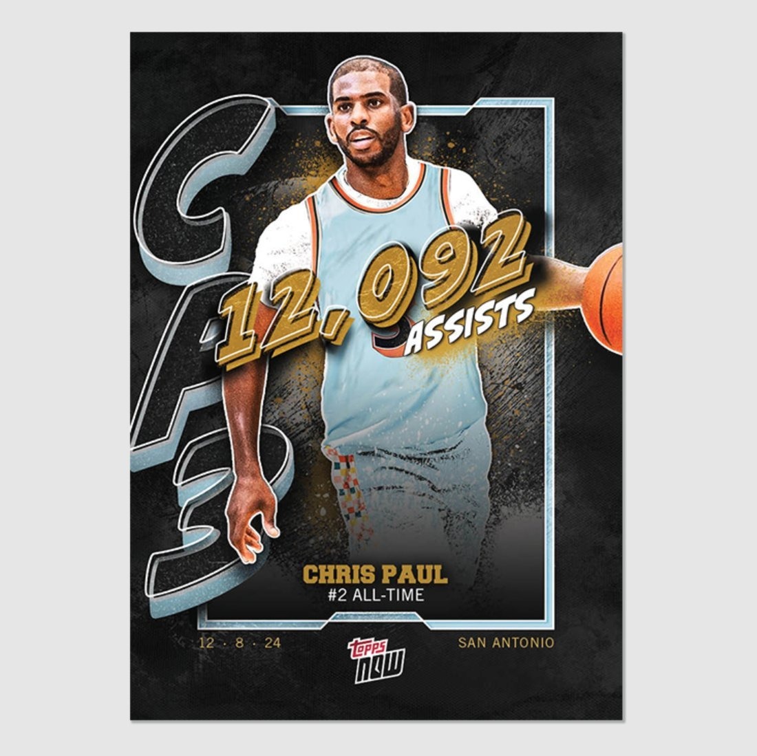 NBA球員卡 Chris Paul 歷史第二助攻王 - 2024-25 Topps NOW Basketball Card 9 - PR: 1666