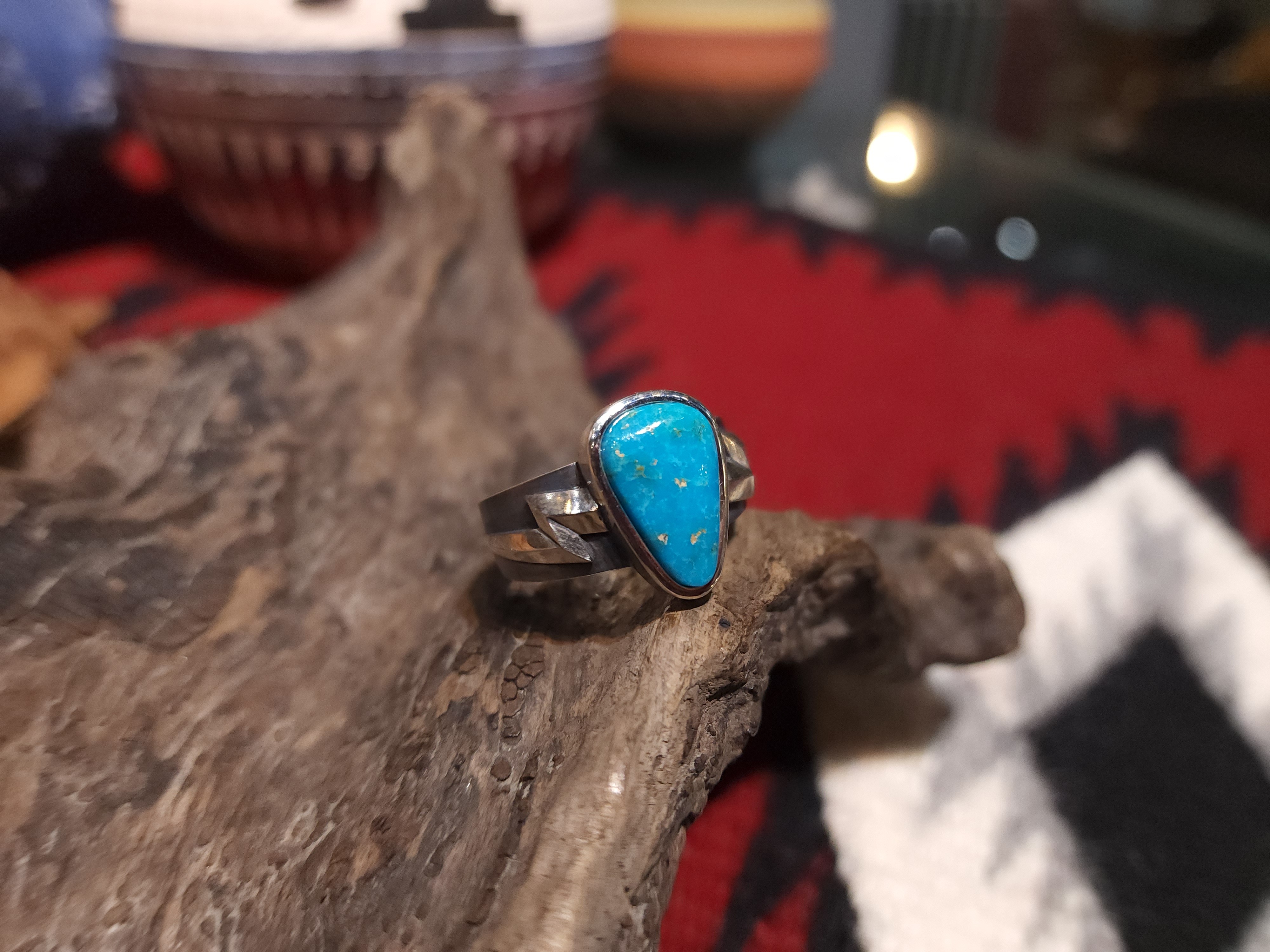 *Black Venom Jewelry- Freedom & Prayer 純銀閃電戒鑲 Kingman松石。