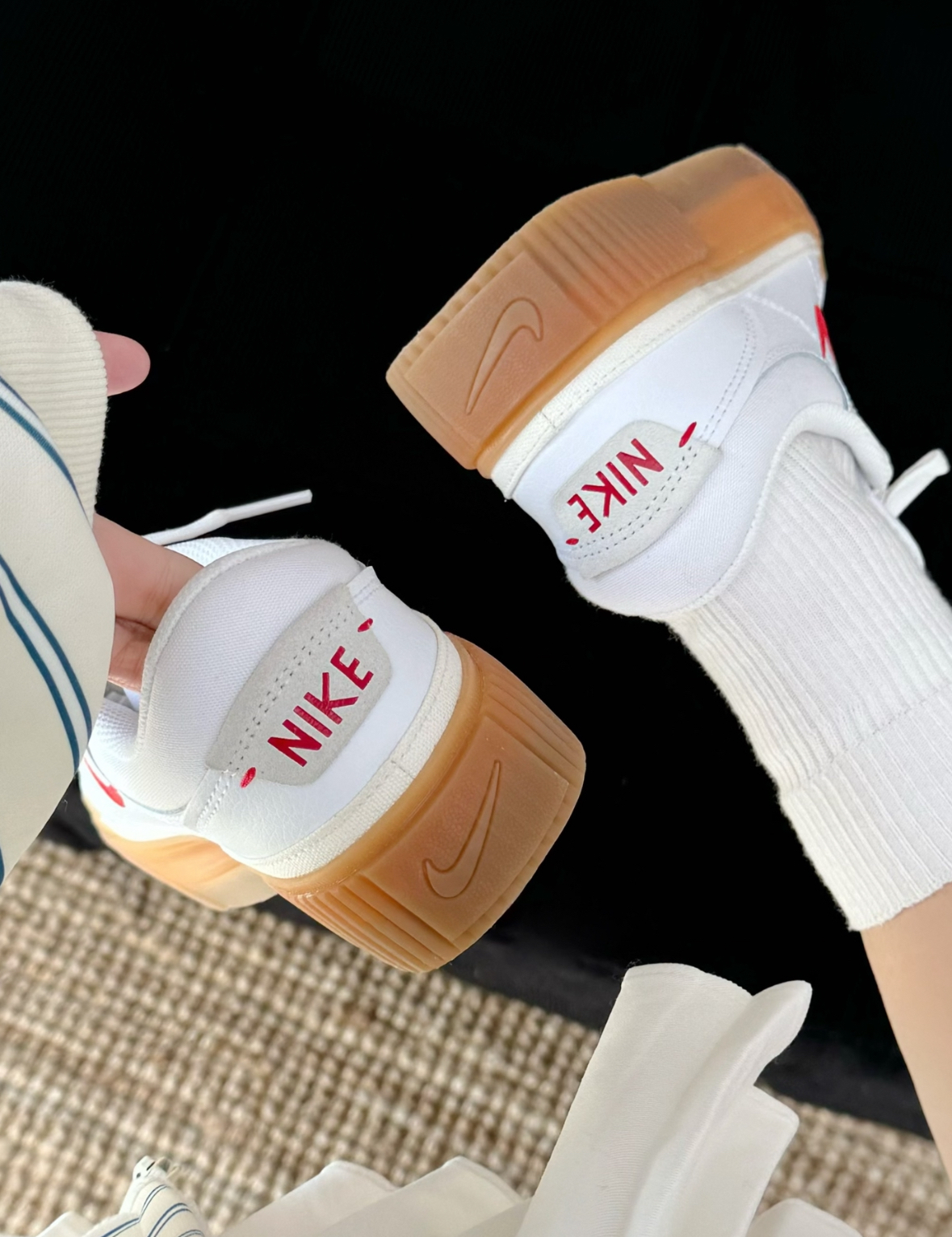 Nike Court 白紅色 厚底 板鞋 焦糖底 FV5526-103/預購