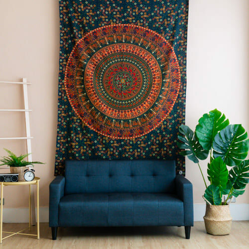 孔雀花紋掛布／野餐墊 － 自然