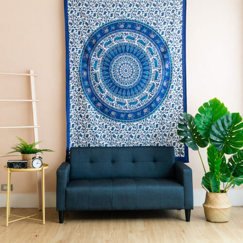 孔雀花紋掛布／野餐墊 － 純淨