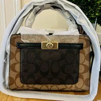 [S] COACH C8688 S/G BLK MINI LNE TP,IM/KHAKI BROWN MULTI, 195031482731 (SCO1104)