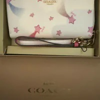 [S] COACH C7351 BOXED LONG ZIP AROUND WALLET WITH DISCO STAR PRINT,IM/CHALK MULTI, 195031388460 (SCO1123)