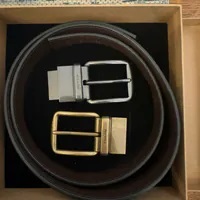 [S] COACH F55434 BOXED WIDE MIX HARNESS LEATHER BELT,BLACK/DARK BROWN, 889532630653 (SCO1125)