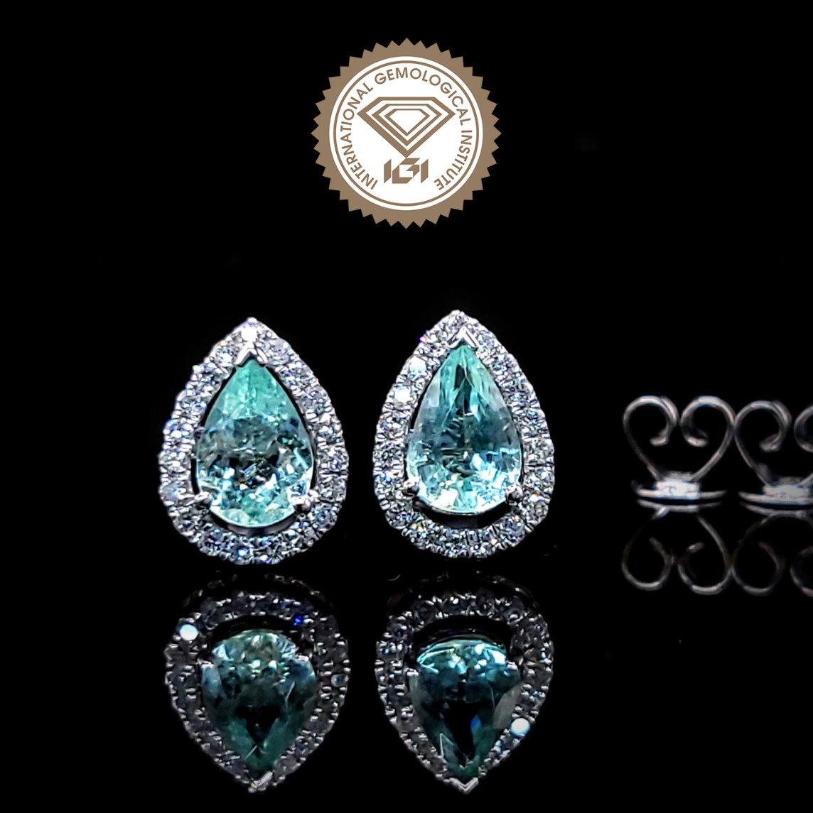 18K White Gold 1.14ct Paraiba and Diamond Earrings