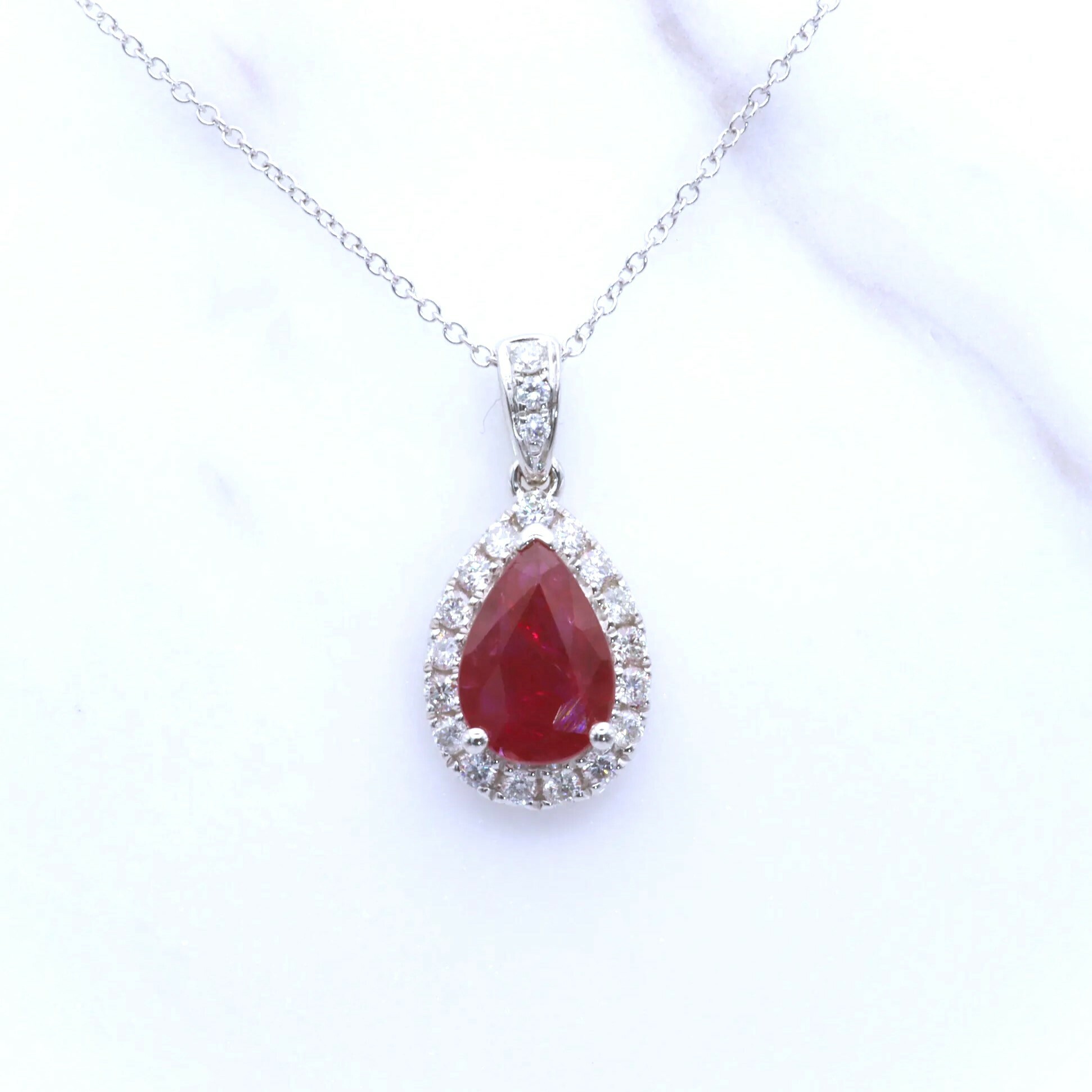 18K White Gold 1.39ct Ruby and Diamond Pendent