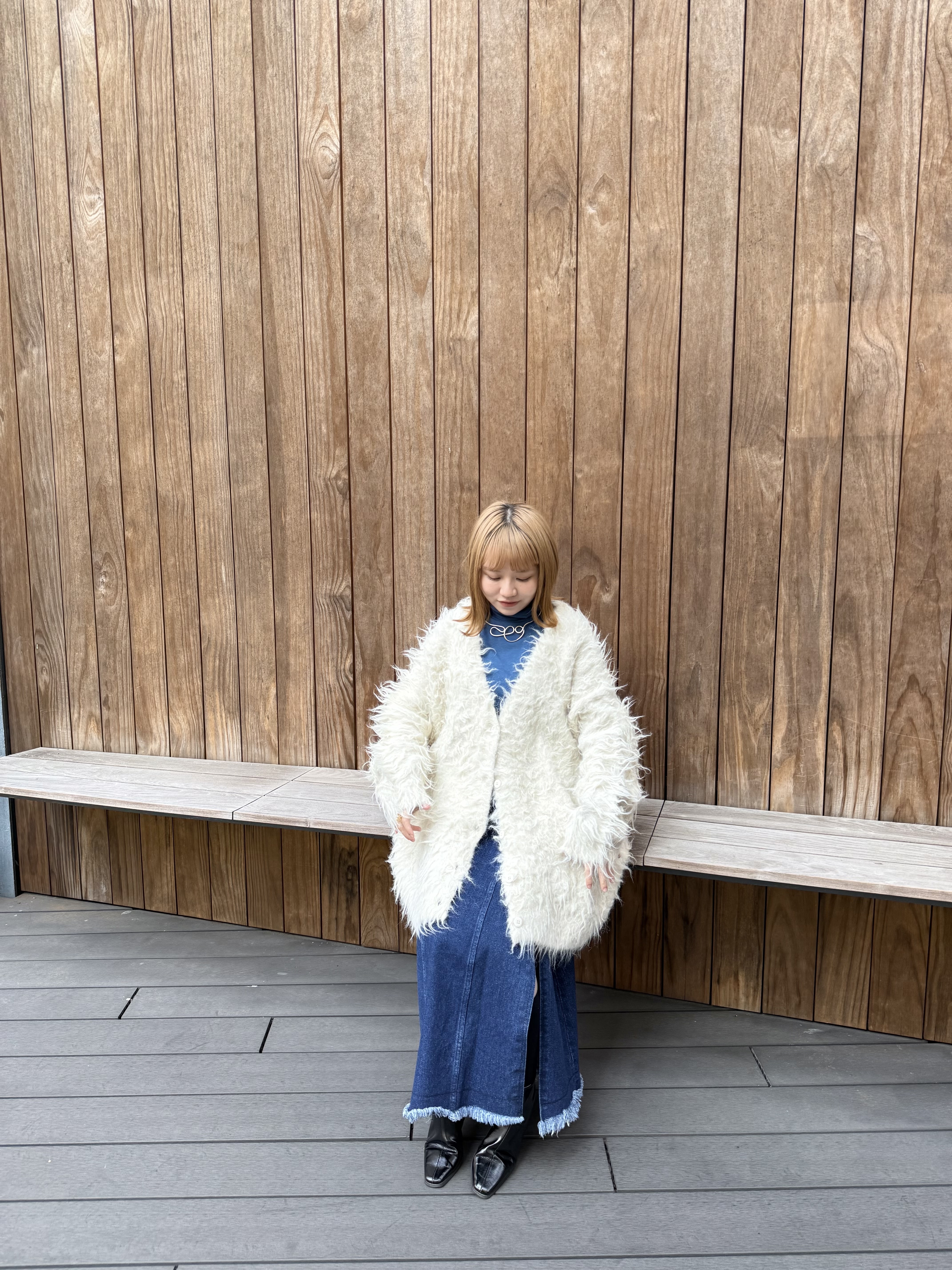 流蘇百摺開差牛仔裙