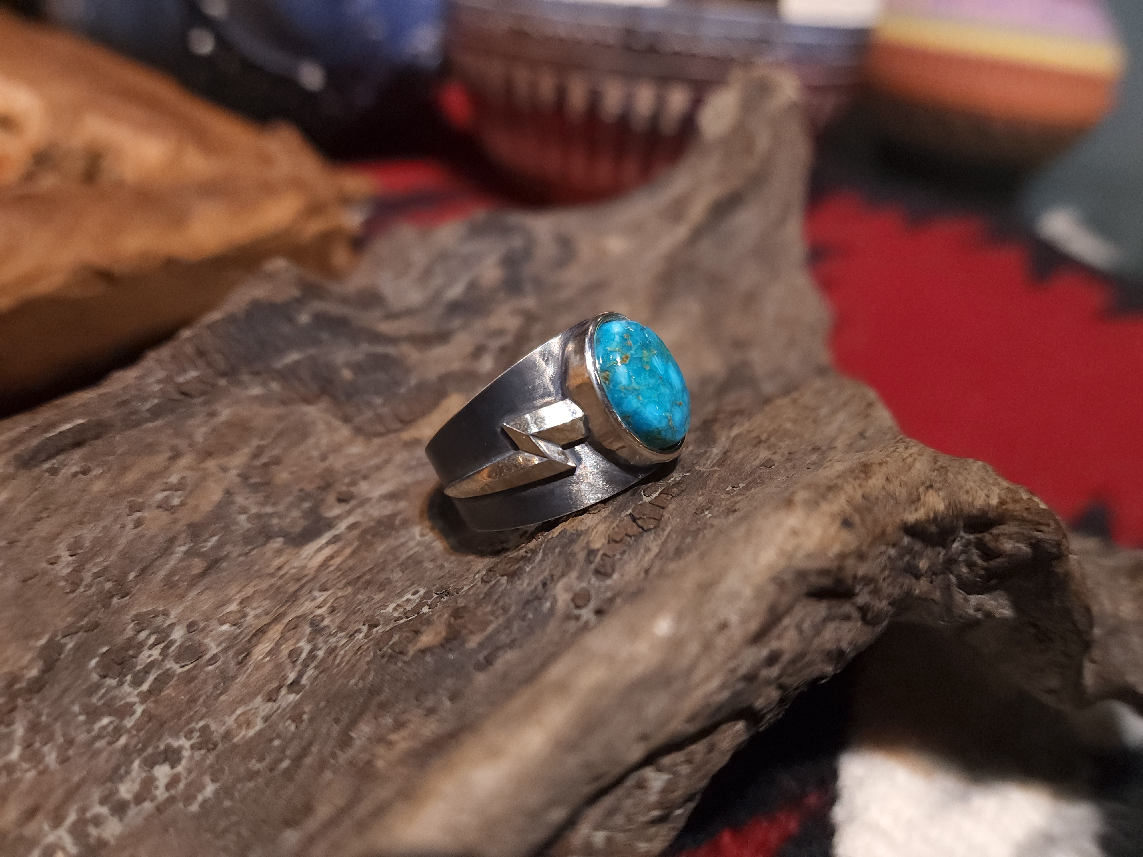 *Black Venom Jewelry- Freedom & Prayer 純銀閃電戒鑲 Kingman松石。