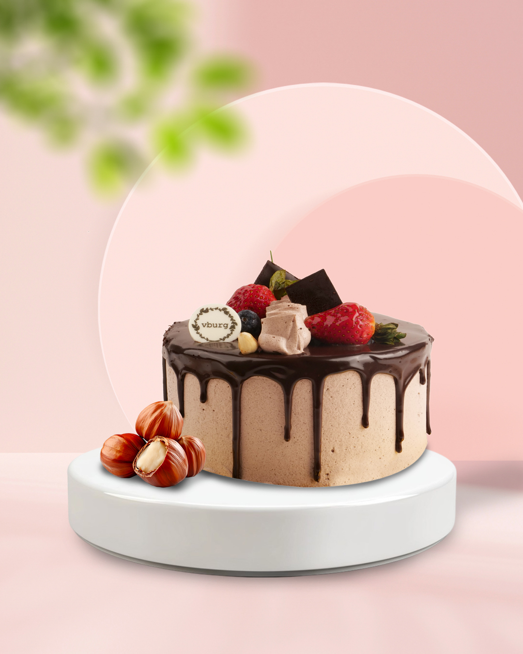 Eggless Chocolate Halzenut Cake