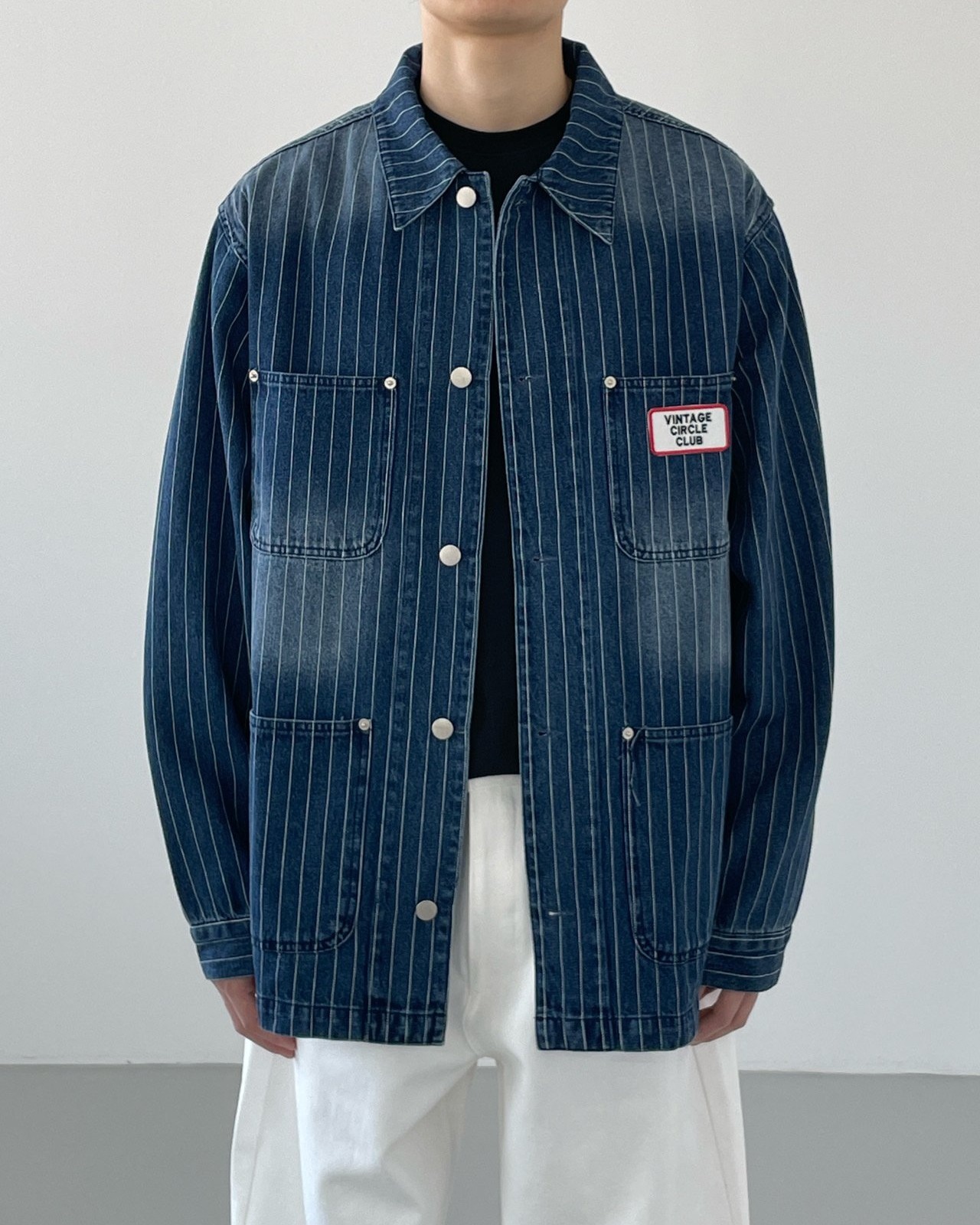 條紋牛仔襯衫夾克