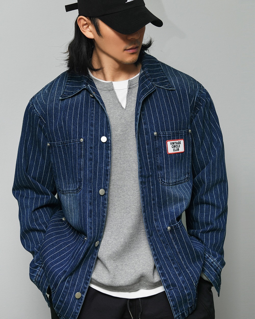 條紋牛仔襯衫夾克