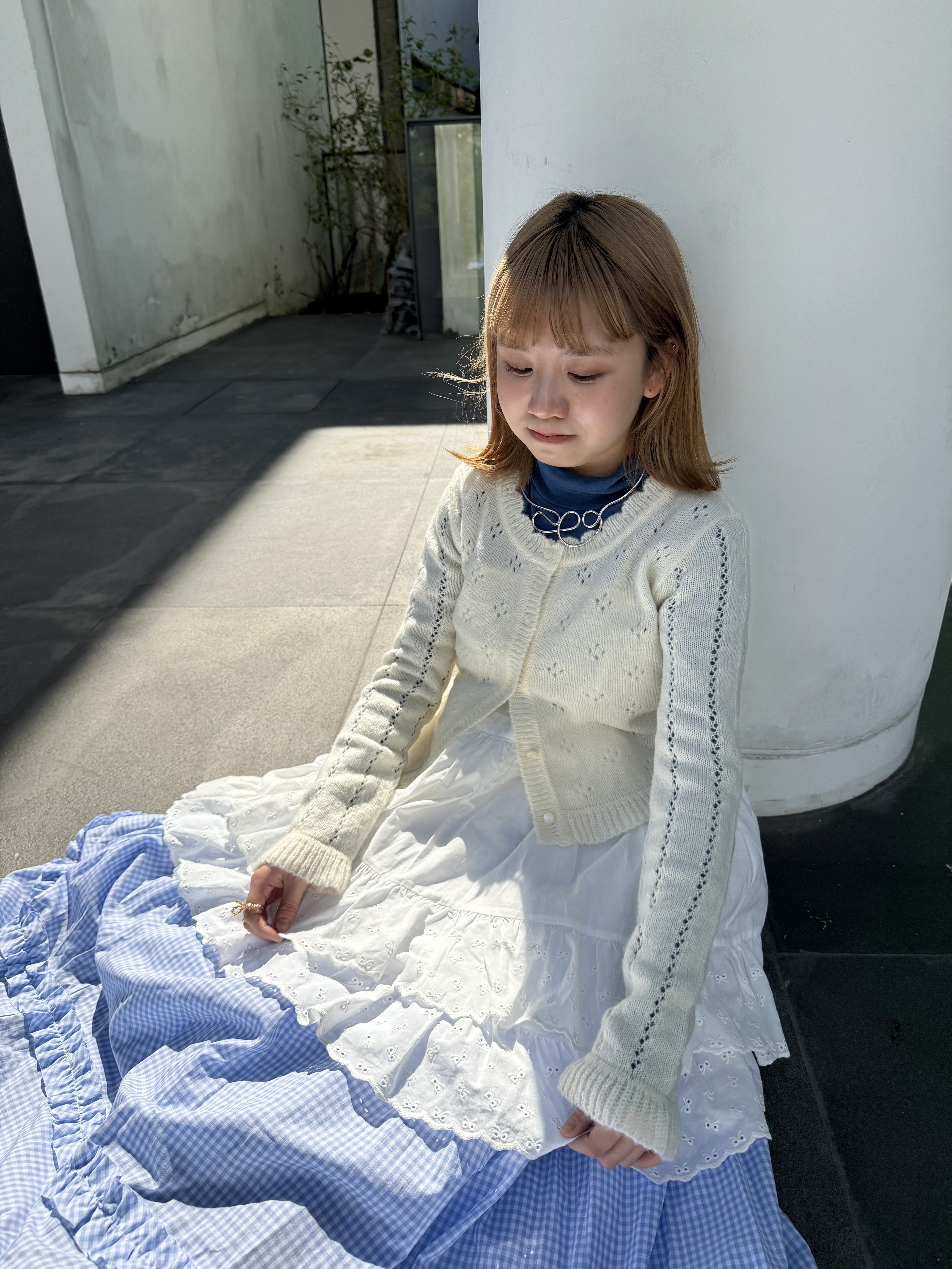 花邊點點針織短款外套