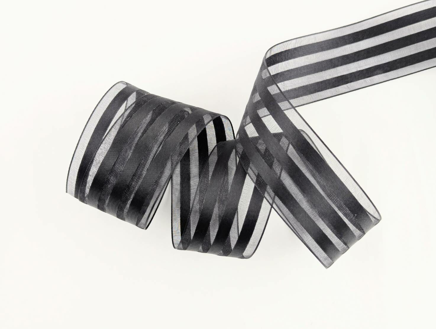 緞面條紋網紗帶/4色_25碼大捲_絕版Outlet