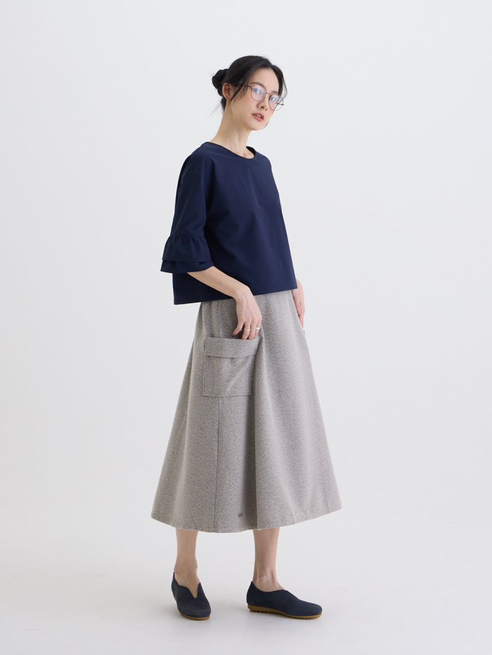 街頭男孩蓋袋長裙-蕎麥灰