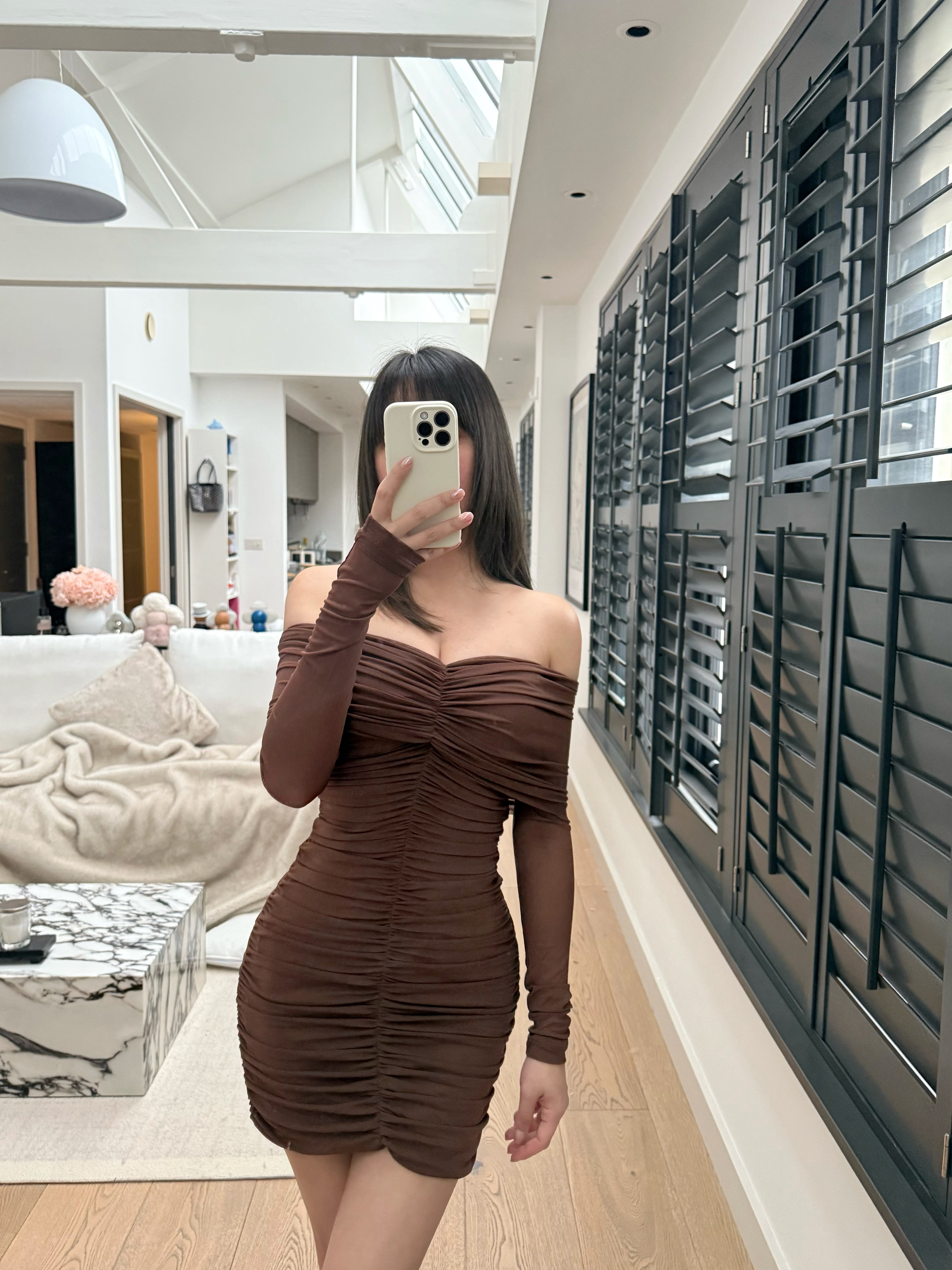 Classy 顯瘦抓皺長袖洋裝