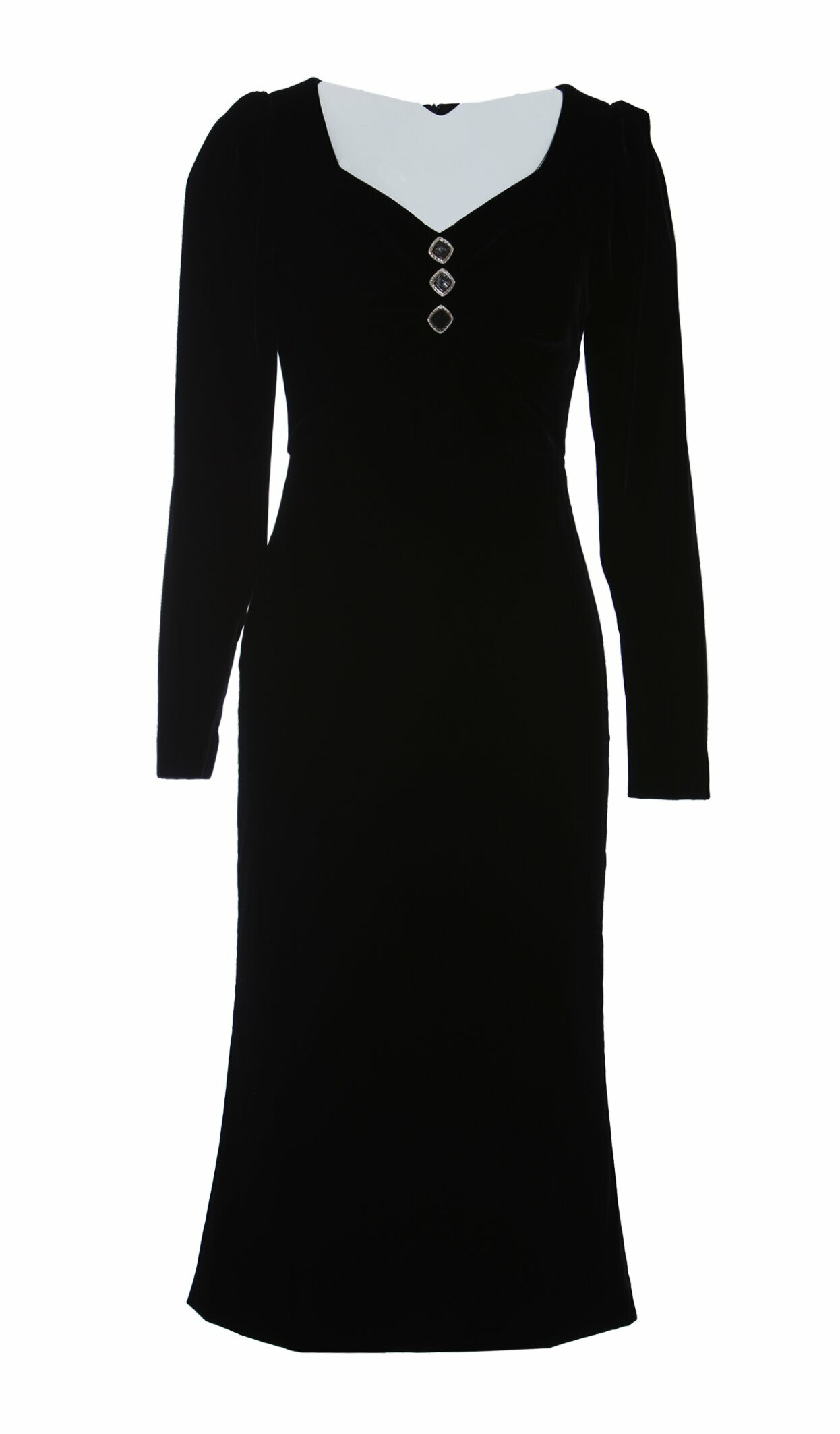 BD15033E1 星光焦點絨面修身魅黑洋裝