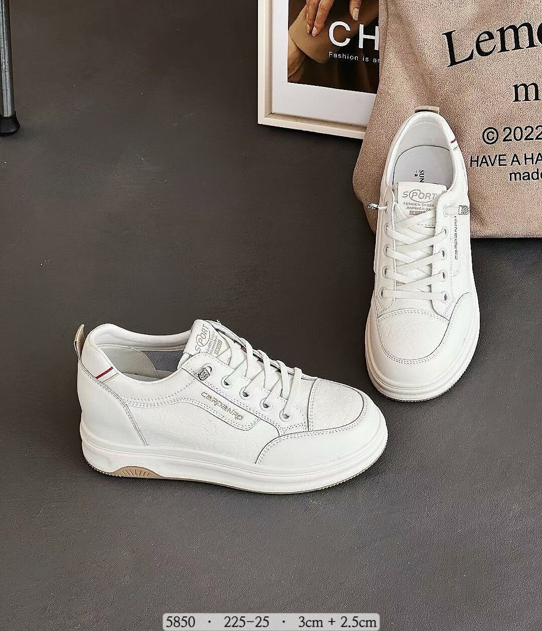 5850韓國簡約真皮休閒小白鞋