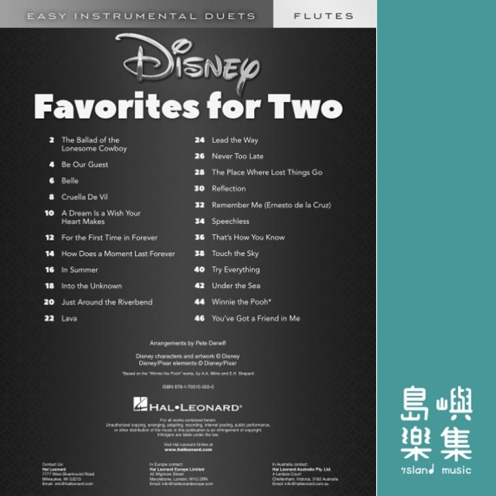Disney Favorites for Two &nbsp;- Easy Instrumental Duets - Flute Edition