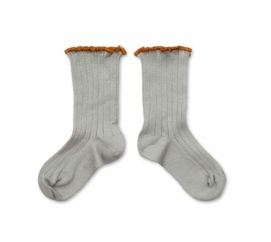 (預購) COLLEGIEN 滾邊跳色羅紋襪 Delphine - 105 Gris Perle 珍珠灰