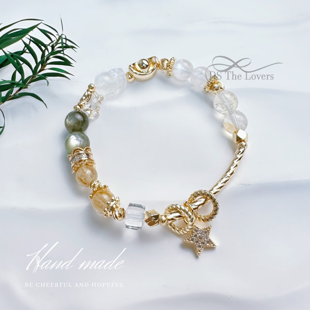 DS The Lovers 設計款 『聚財靈月』天然水晶手鍊 招財水晶
