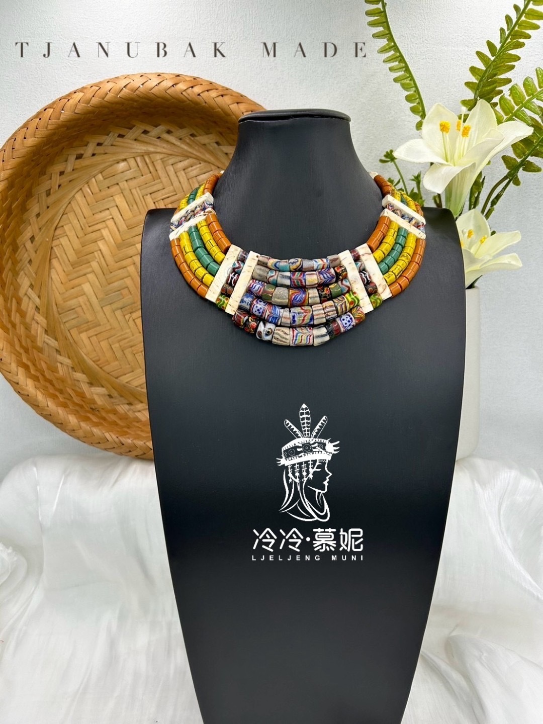 W-No.59傳統花珠五排頸鍊37cm