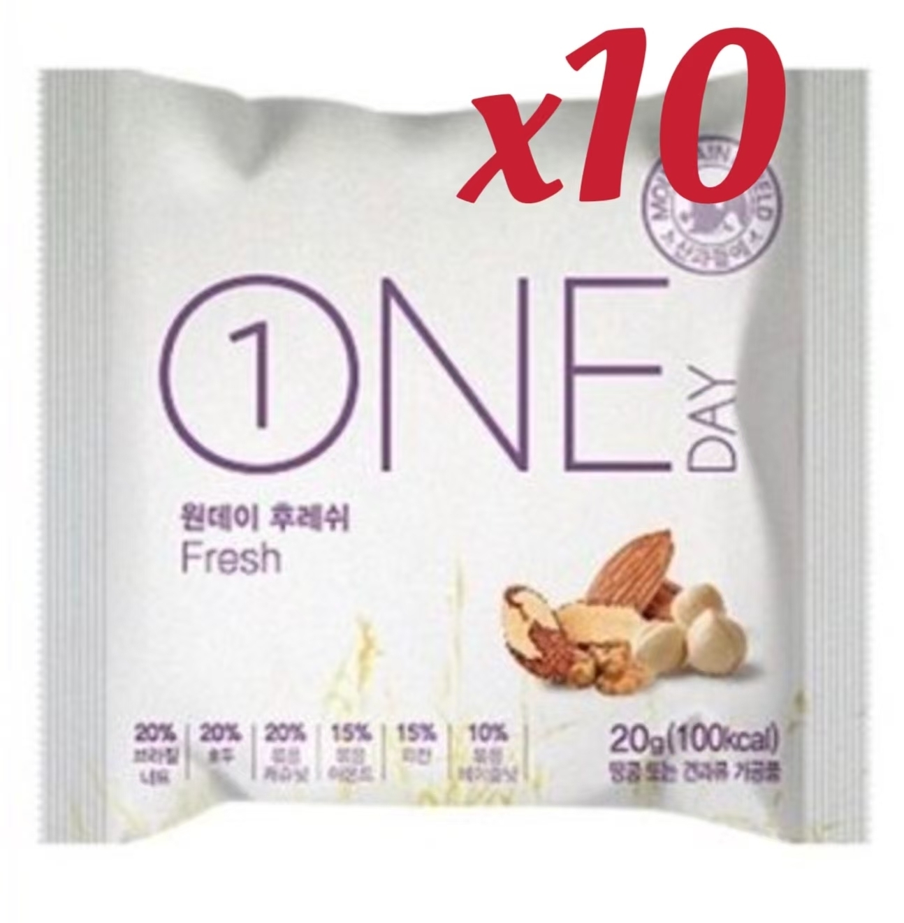 ONE DAY - Korea Mountain & Field Daily Nuts 6 different nuts 20g x 10 packs (Fresh)