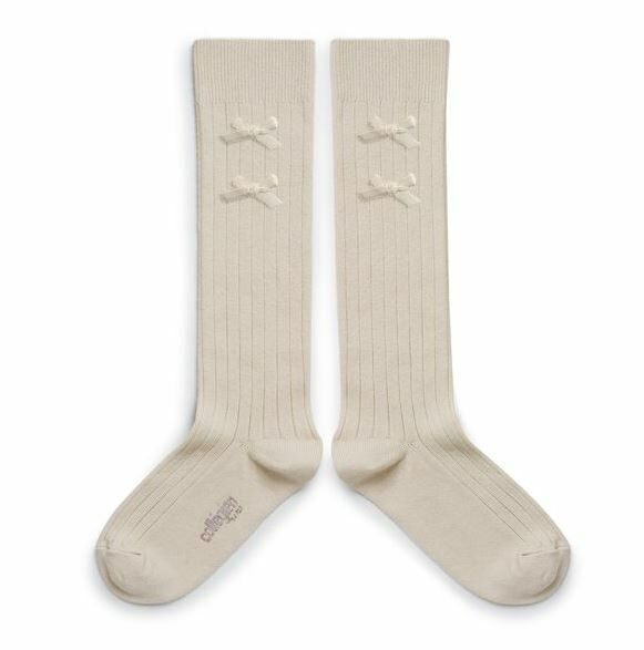 COLLEGIEN 蝴蝶結高筒襪 Hortense  -Doux Agneaux米白