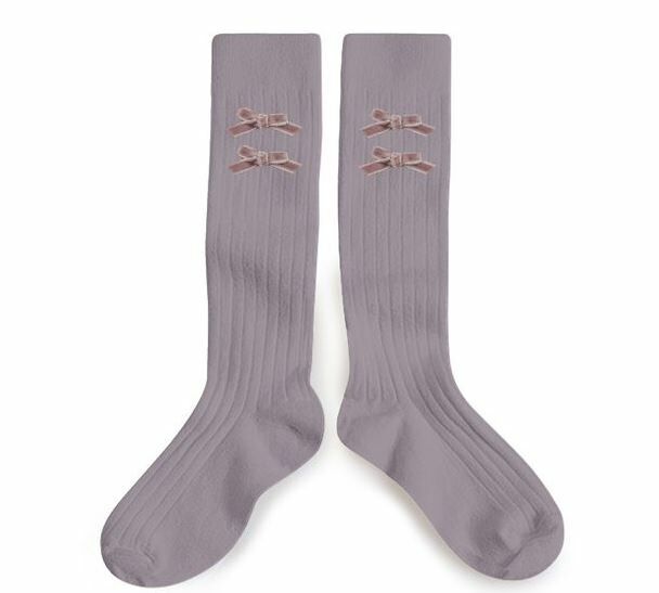 COLLEGIEN 蝴蝶結高筒襪 Hortense  -Glycine du Japon紫藤