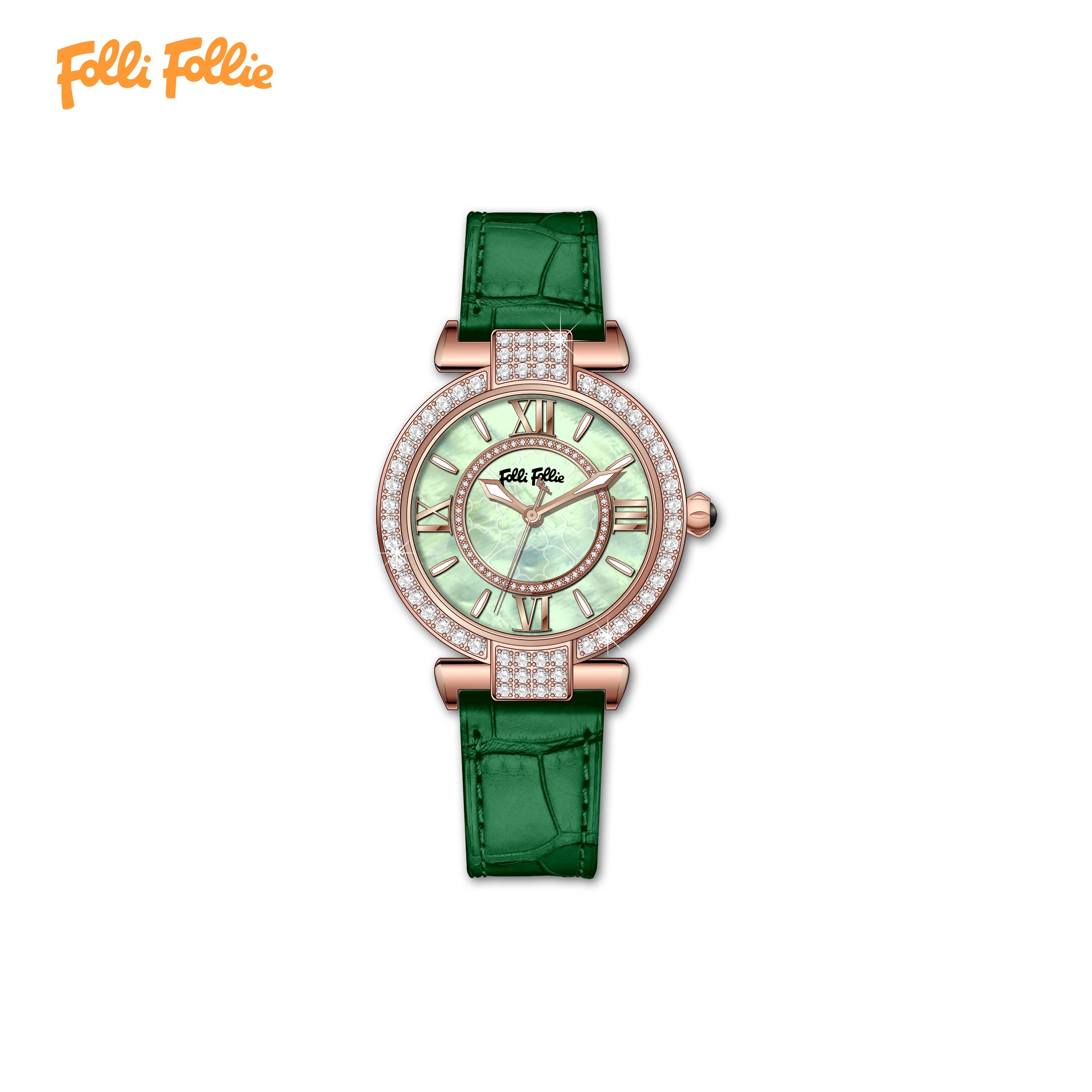 【Folli Follie芙麗芙麗】WF22B017 日本機芯 晶鑽 珍珠母貝錶盤 夜光 手錶 (附贈官方品牌手鐲)