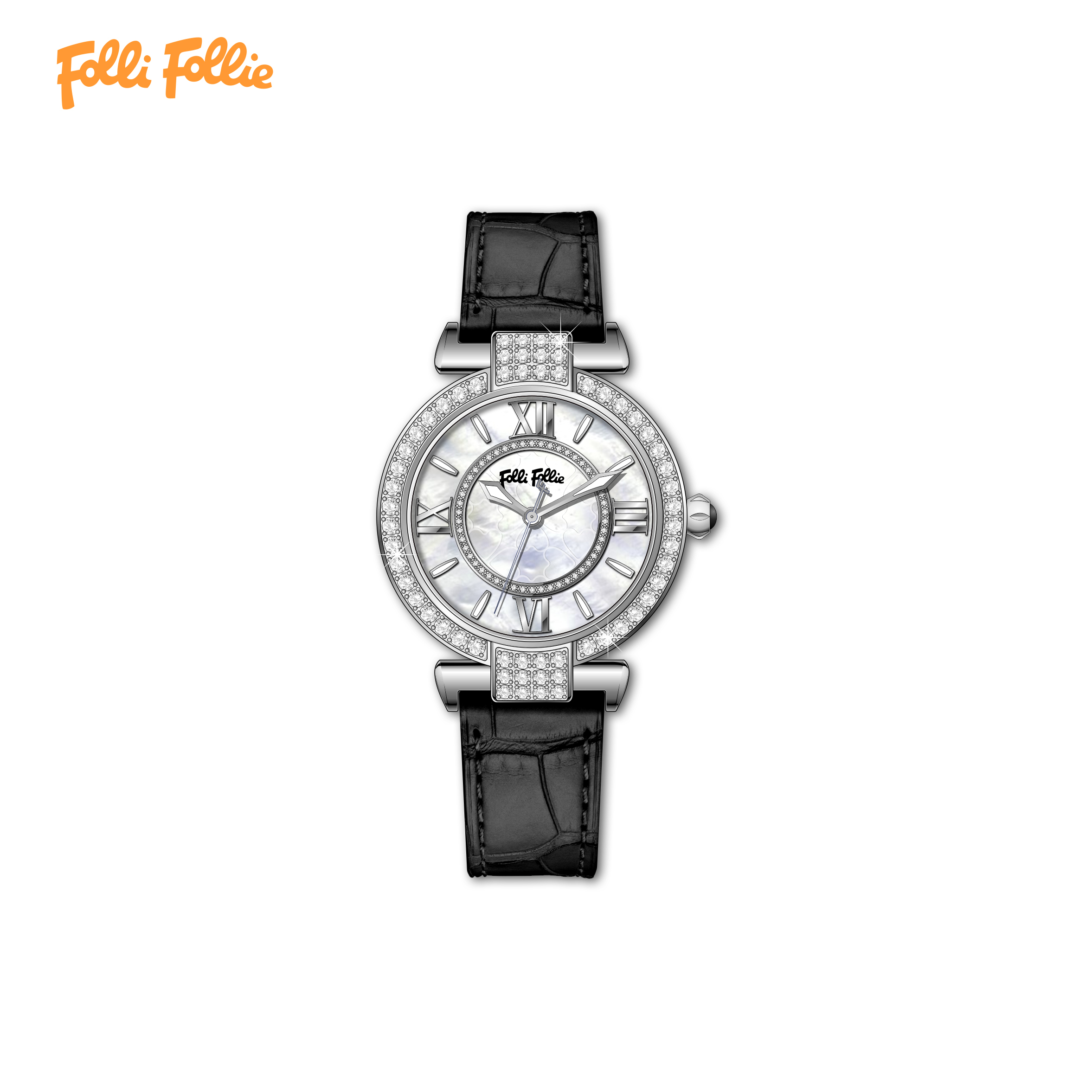 【Folli Follie芙麗芙麗】WF22B017 日本機芯 晶鑽 珍珠母貝錶盤 夜光 手錶 (附贈官方品牌手鐲)