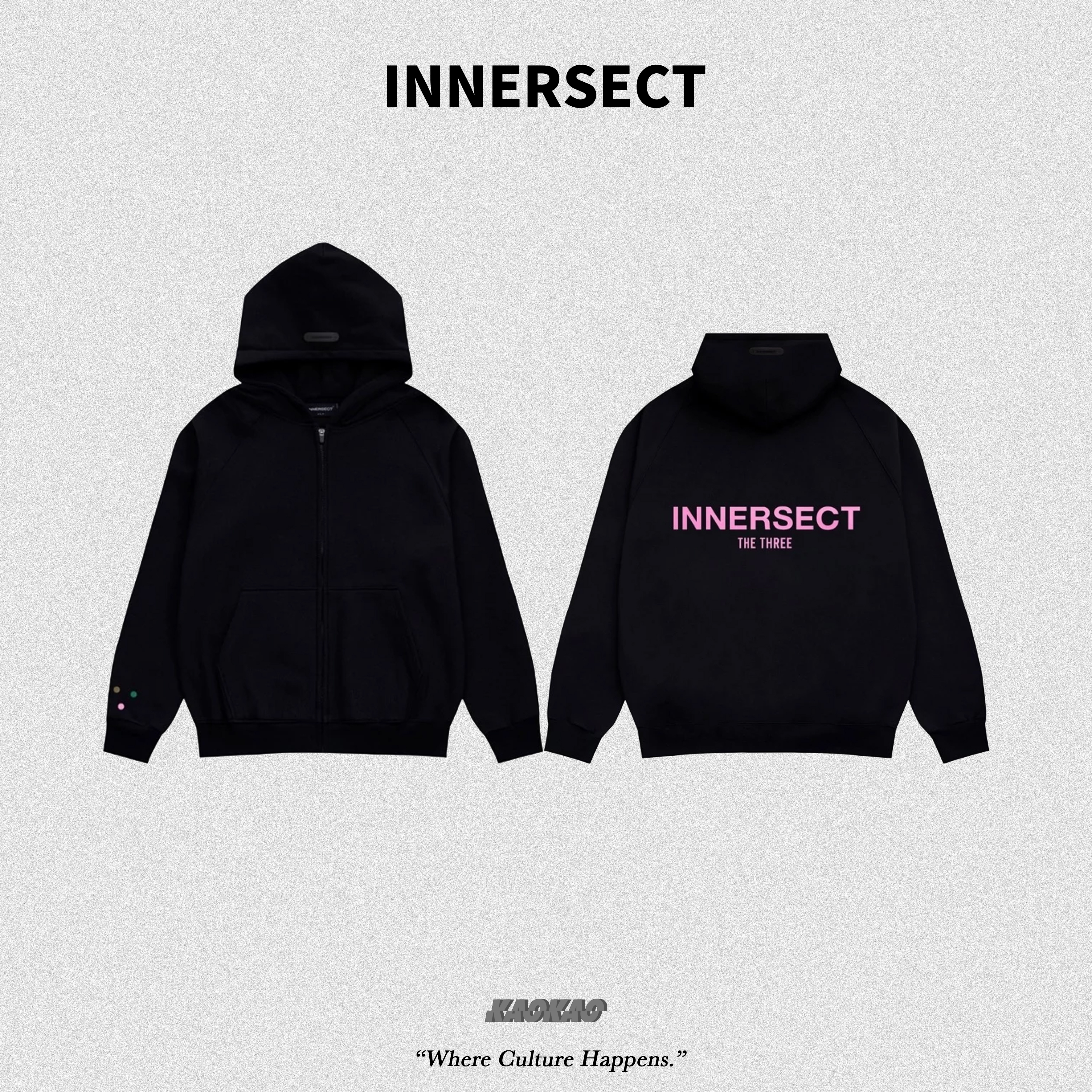 INNERSECT 三生萬物 連帽外套 男女同款 黑粉色【INN23ALTHD59】