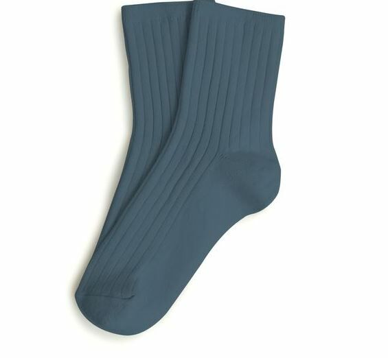 COLLEGIEN 羅紋短襪 La Mini  -Bleu Cendré灰藍