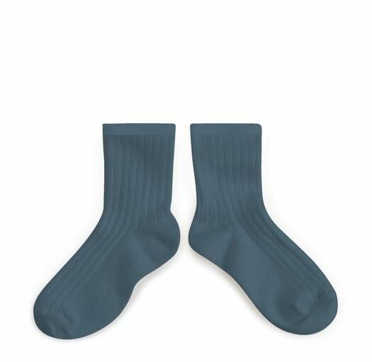 COLLEGIEN 羅紋短襪 La Mini  -Bleu Cendré灰藍
