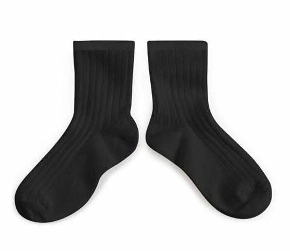 COLLEGIEN 羅紋短襪 La Mini  -Noir de Charbon黑