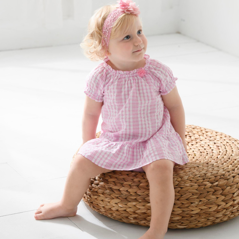 PIPPY 粉嫩格紋純棉芭比風洋裝3件組禮盒 粉紅
